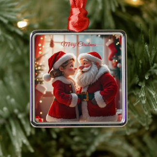 Santa Claus und Mrs. Claus feiern X-Mas, Spaß Ornament Aus Metall
