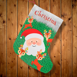 Santa Claus und Reindeer niedlicher personalisiert Kleiner Weihnachtsstrumpf
