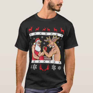 Santa Claus und Rentier Arm Wrestling Ugly Christ T-Shirt