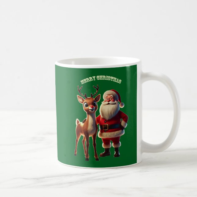 Santa Claus und Rudolph der Rotnasen-Rentier URM Kaffeetasse (Rechts)