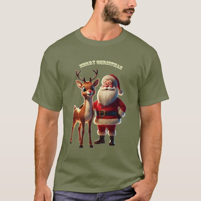 Santa Claus und Rudolph der Rotnasen-Rentier URM T-Shirt (Vorderseite)