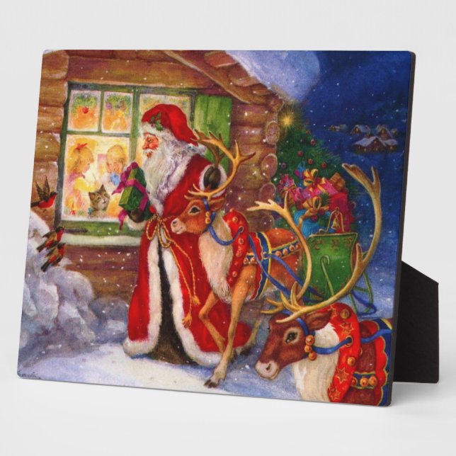 Santa Claus und Rudolph Fotoplatte (Seite)