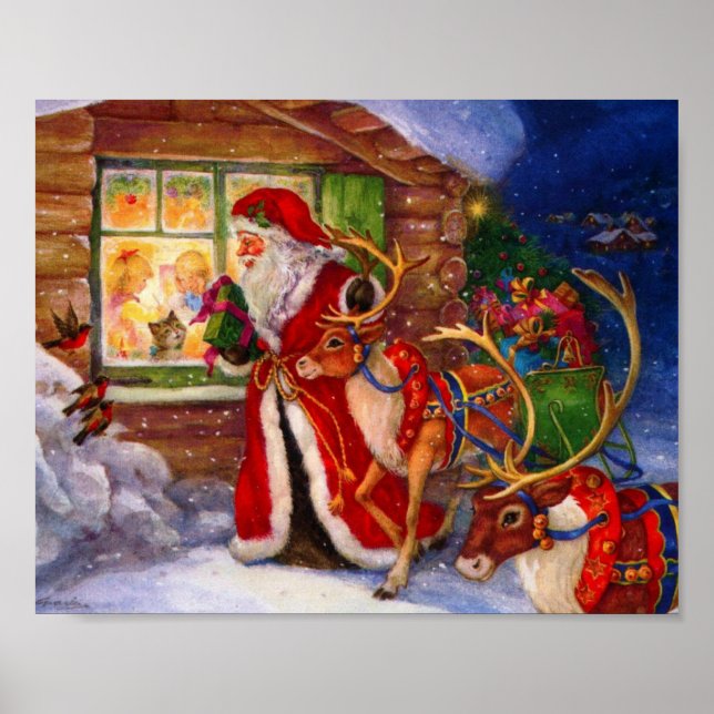 Santa Claus und Rudolph Poster (Vorne)