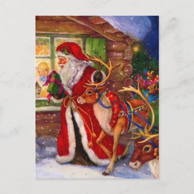 Santa Claus und Rudolph Postkarte (Vorderseite)