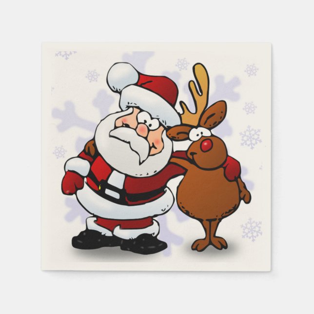 SANTA CLAUS UND RUDOLPH SERVIETTE (Vorderseite)