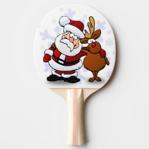 SANTA CLAUS UND RUDOLPH TISCHTENNIS SCHLÄGER
