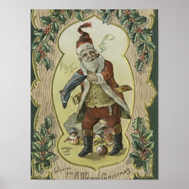 Santa Claus Vintag Illustration Poster (Vorne)