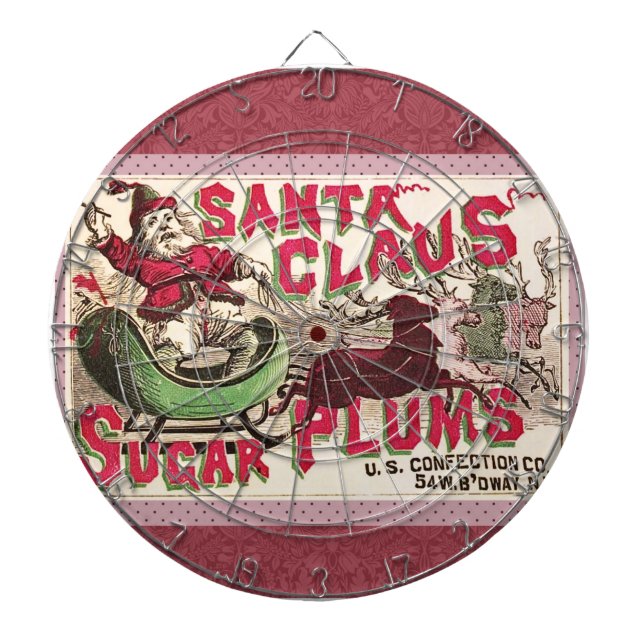 Santa Claus Vintag Illustration Sleigh Dartscheibe (vorne)