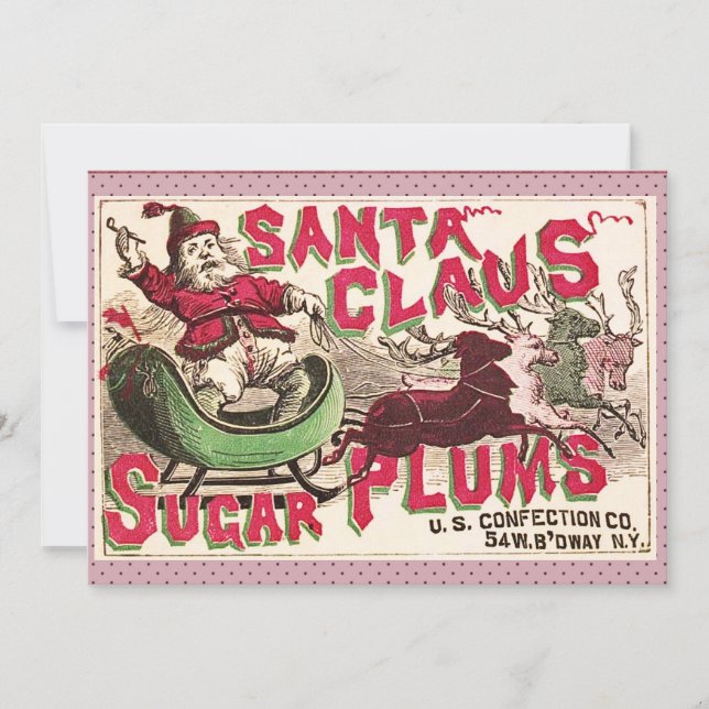 Santa Claus Vintag Illustration Sleigh Feiertagskarte (Vorderseite)