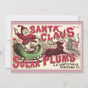 Santa Claus Vintag Illustration Sleigh Feiertagskarte