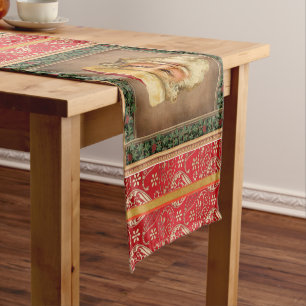Santa Claus Vintag Table Runner Kurzer Tischläufer