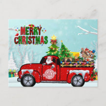 Santa Claus Vintag Truck Weihnachtskarte
