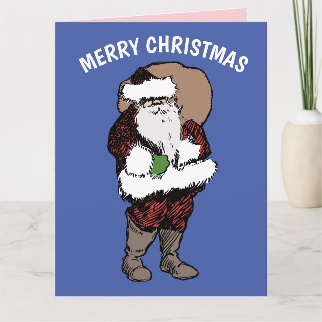 SANTA CLAUS VINTAGE CHRISTMAS GREETCARD DANKESKARTE (Vorderseite)
