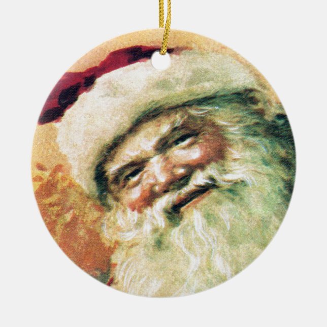 Santa Claus Vintage Weihnachten Keramik Ornament (Vorne)