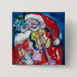 SANTA CLAUS VIOLIN SPIELEN, Weihnachten Button