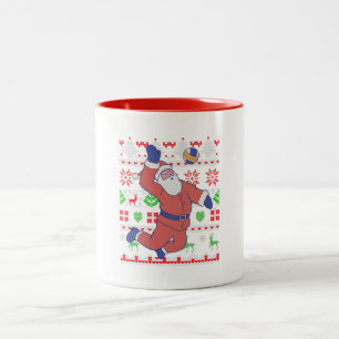 Santa Claus Volleyball Ugly Weihnachten Zweifarbige Tasse