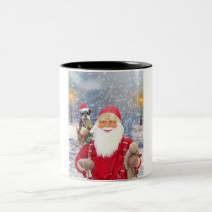 Santa Claus w Christmas Miniature Schnauzer Dog Zweifarbige Tasse