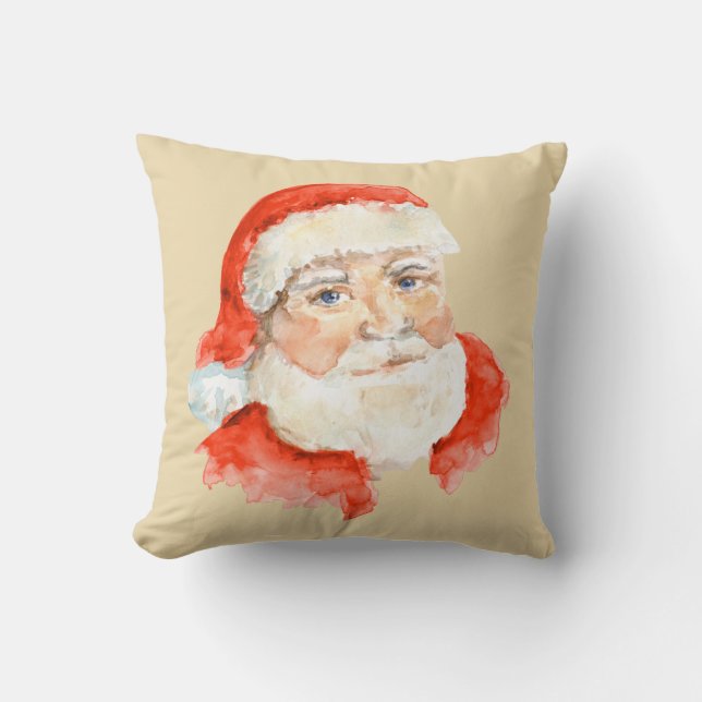 Santa Claus Watercolor Throw Kissen (Vorderseite)