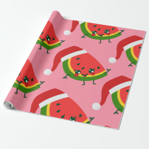 Santa claus watermelon rosa Weihnachten Geschenkpapier