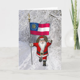 Santa Claus Waving Flag von Georgia Feiertagskarte