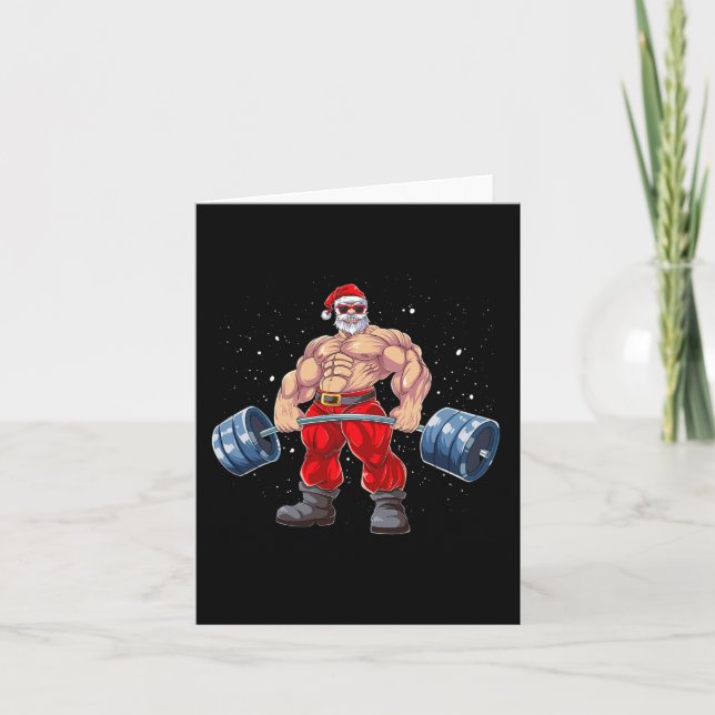 Santa Claus Weightlift Fitness Weihnachtsbodybu Karte (Vorderseite)