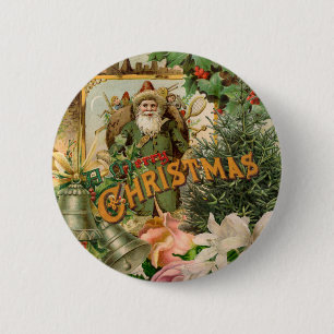 Santa Claus Weihnachten Antike Schöne Kunst Button