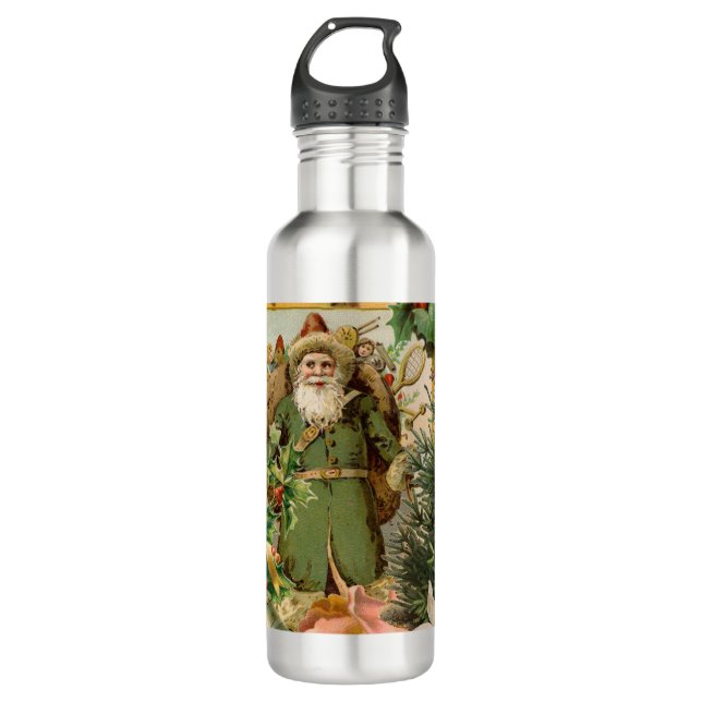 Santa Claus Weihnachten Antike Schöne Kunst Edelstahlflasche (Vorderseite)