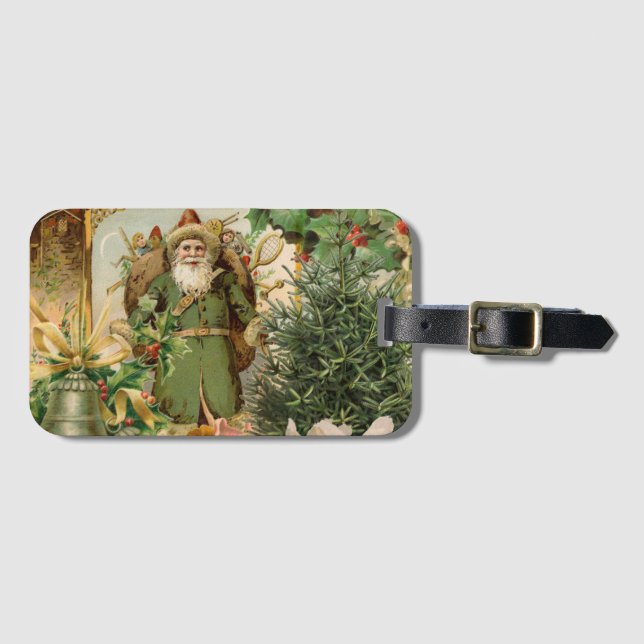 Santa Claus Weihnachten Antike Schöne Kunst Gepäckanhänger (Vorderseite (Horizontal))