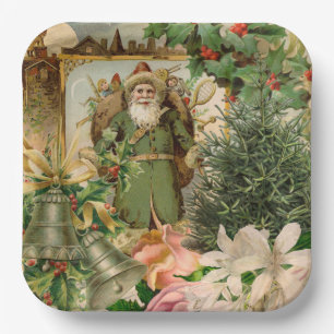 Santa Claus Weihnachten Antike Schöne Kunst Pappteller