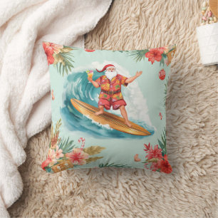Santa Claus Weihnachten im Juli am Strand Surfer Kissen
