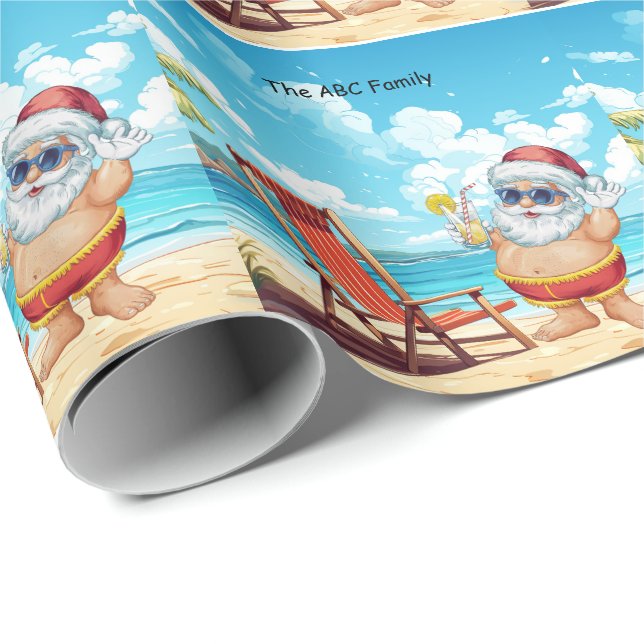 SANTA CLAUS Weihnachten im Juli in Beach Geschenkpapier (Rolleneckpunkt)