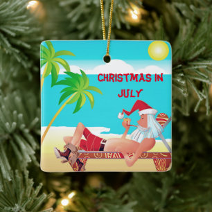 Santa Claus Weihnachten im Juli Sommer-Strandparty Keramikornament
