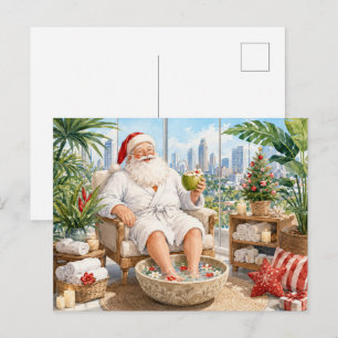Santa Claus Weihnachten im Spa für Spa-Liebhaber Postkarte