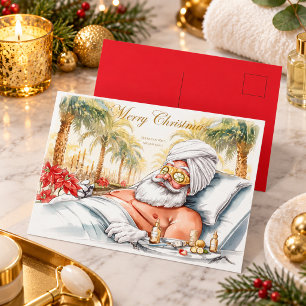 Santa Claus Weihnachten im Spa für Spa-Liebhaber Postkarte