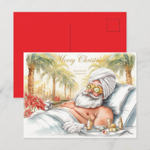 Santa Claus Weihnachten im Spa für Spa-Liebhaber Postkarte