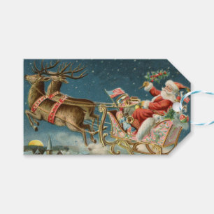 Santa Claus Weihnachts Antique Sleigh Rentier Geschenkanhänger