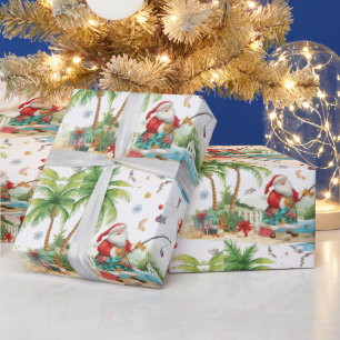Santa Claus Weihnachtsangeln im Sommer Geschenkpapier