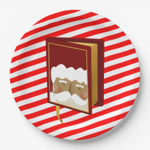 Santa Claus Weihnachtslied Buch Rot gestreift Pappteller
