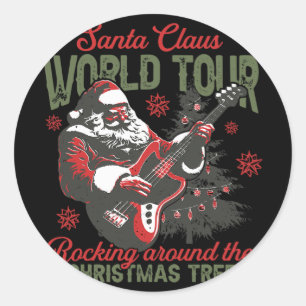 Santa Claus Welt-Tour Rocking Around The Christma Runder Aufkleber