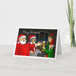 Santa Claus Werkstatt Weihnachtskarte Feiertagskarte