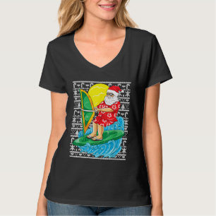 Santa Claus Windsurf Surfen Hawaiian Chri T-Shirt