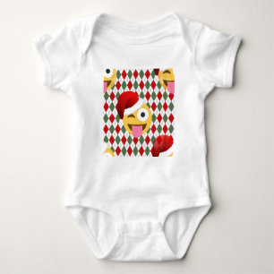 santa claus wink emoji baby strampler