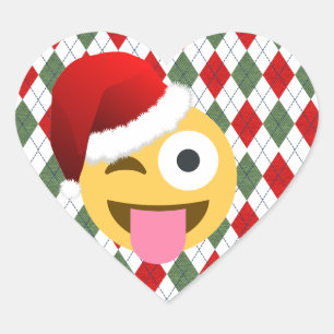 santa claus wink emoji Herz-Aufkleber