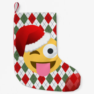 santa claus wink emoji xmas Weihnachtsfest Strumpf Kleiner Weihnachtsstrumpf