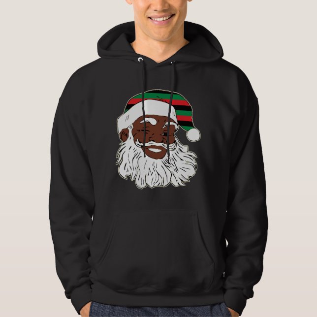Santa Claus Winking Christmas Pan Afrikanischer Fl Hoodie (Vorderseite)