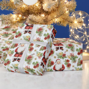 Santa Claus Winter Berries Moderne Weihnachten Geschenkpapier