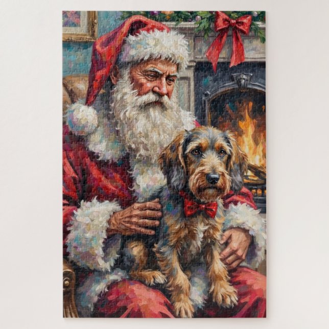 Santa Claus Wirehaired Pointing Griffon Christmas Puzzle (Vertikal)