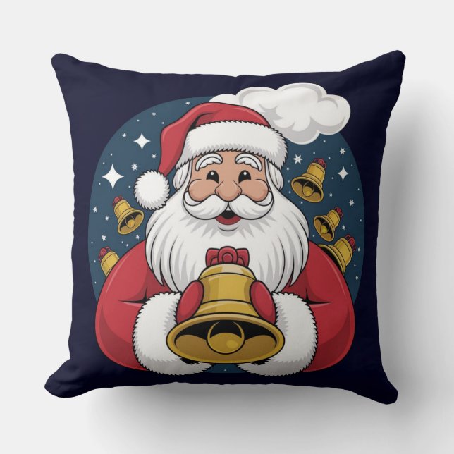  Santa Claus with Bells Christmas Pillow Kissen (Vorderseite)