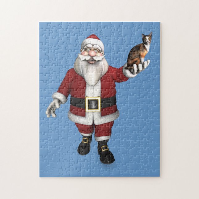 Santa Claus With Calico Cat Puzzle (Vertikal)