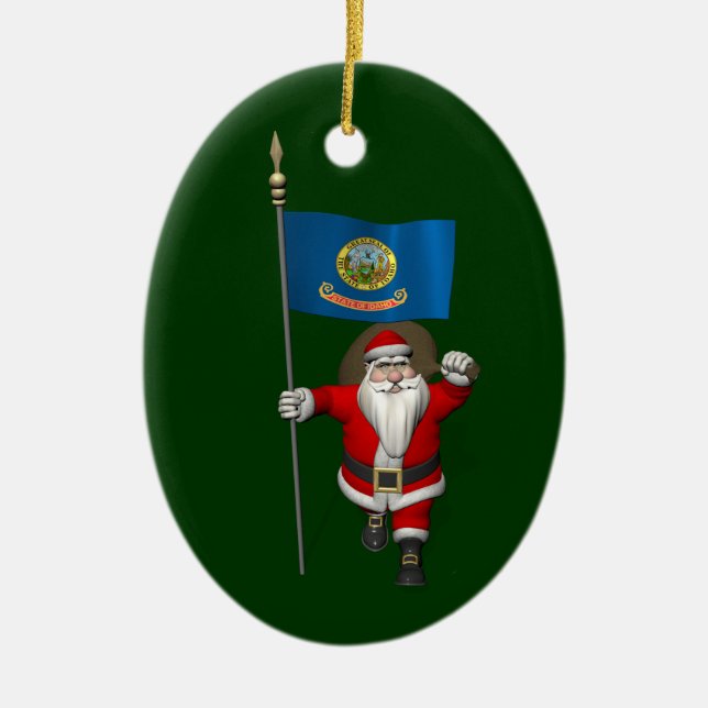 Santa Claus With Ensign Keramikornament (Vorne)